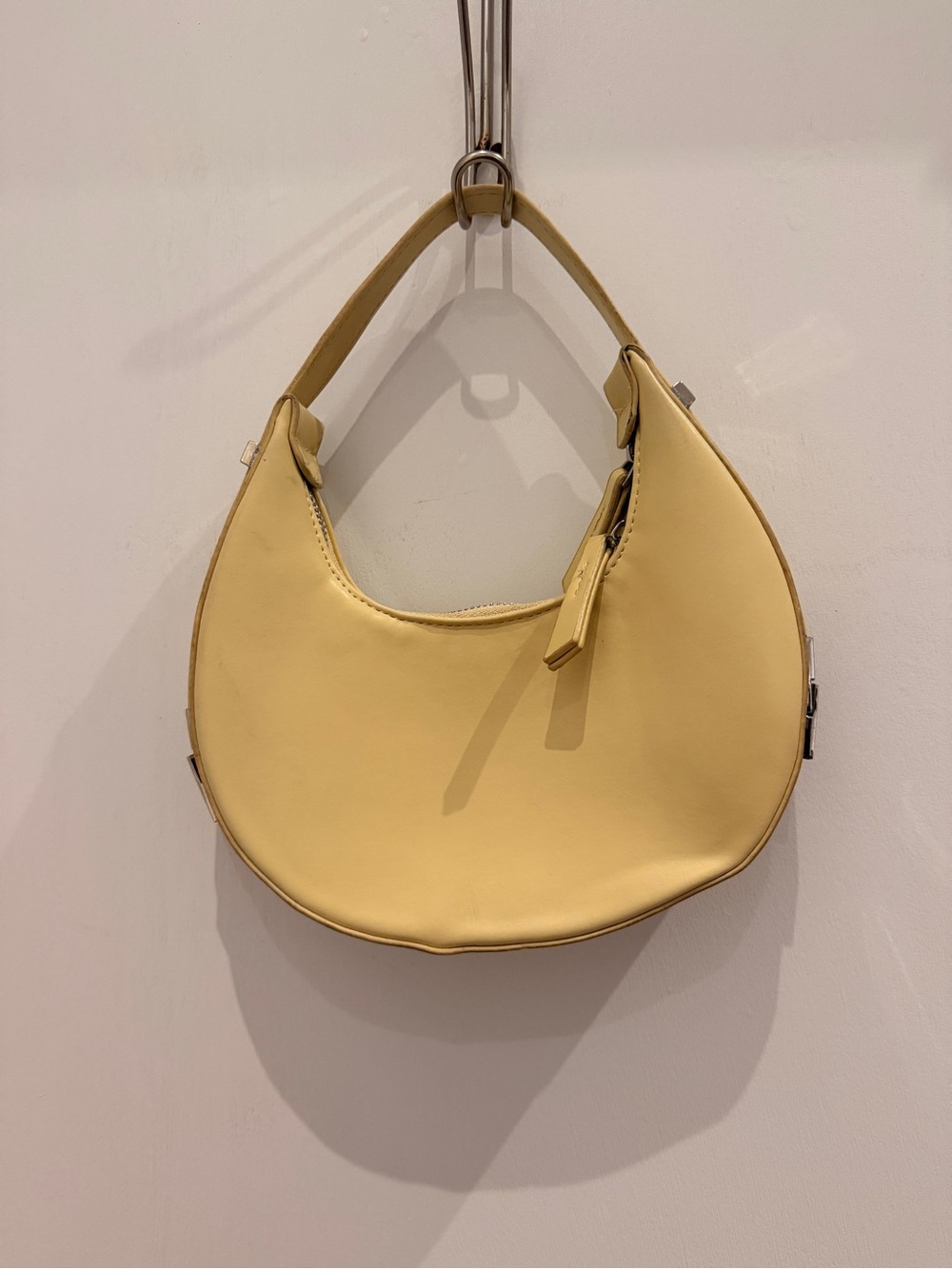 Pastel Lemon Yellow Crescent Shoulder Bag Small Y2K Minimalist Indie Sleaze